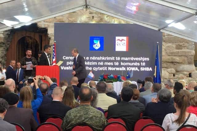 Vushtrri and Norwalk of the United States enter into twinning arrangements